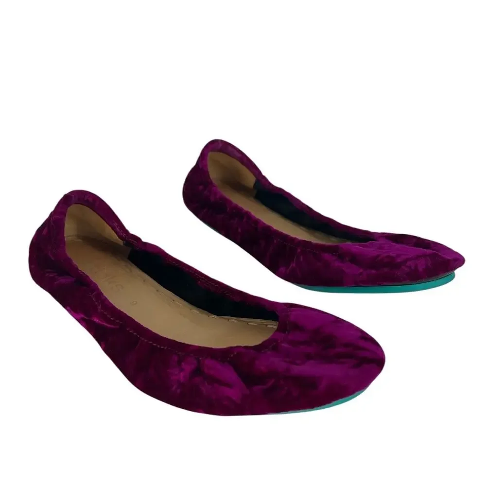 Tieks Tyrian Purple Crushed Velvet Ballet Flats Limited Edition 9 - Picture 6 of 13